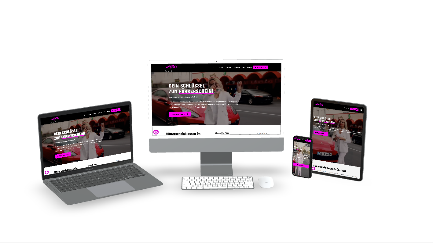 Website der Fahrschule Ayno24 auf mehreren Ger&auml;ten