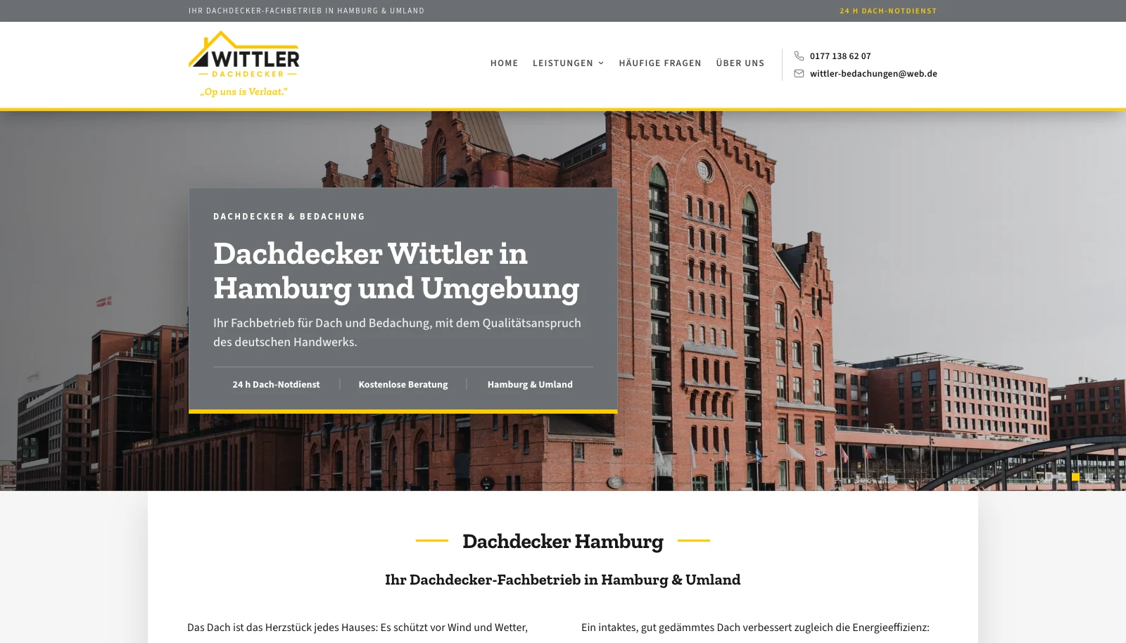 Wittler Dachdecker Website im MacBook-Mockup
