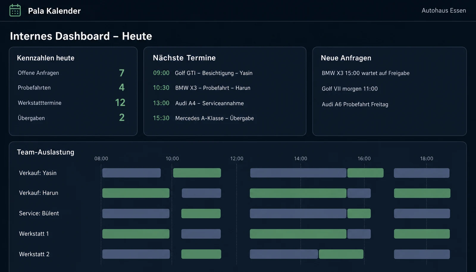 Pala Kalender Dashboard im MacBook-Mockup