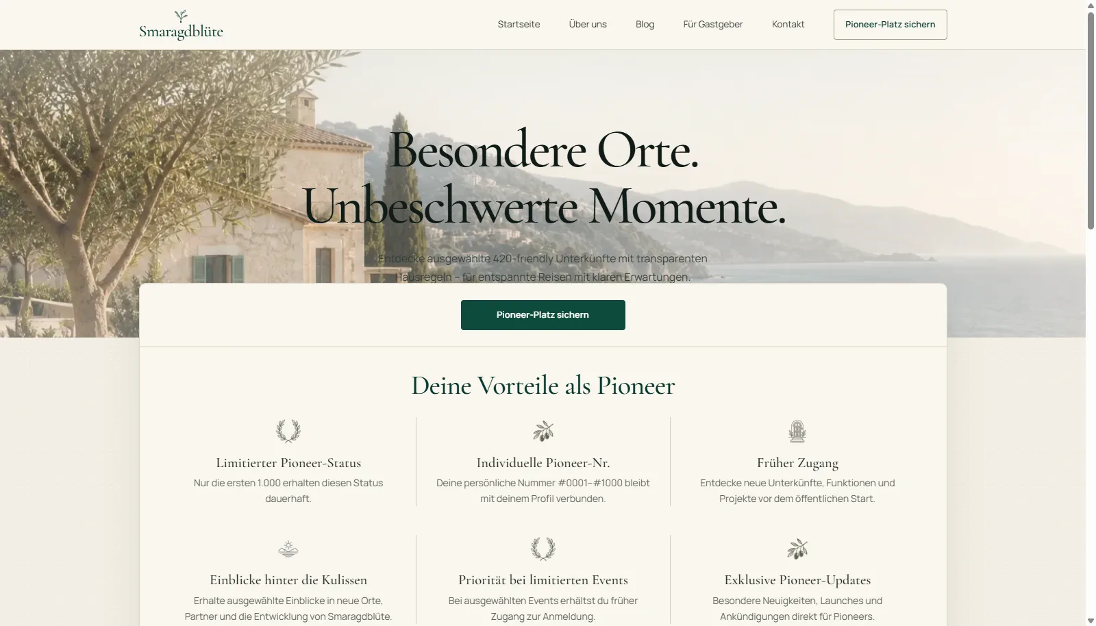 Smaragdbl&uuml;te Landingpage